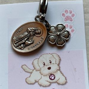 St. Francis medal / Flower pet charm